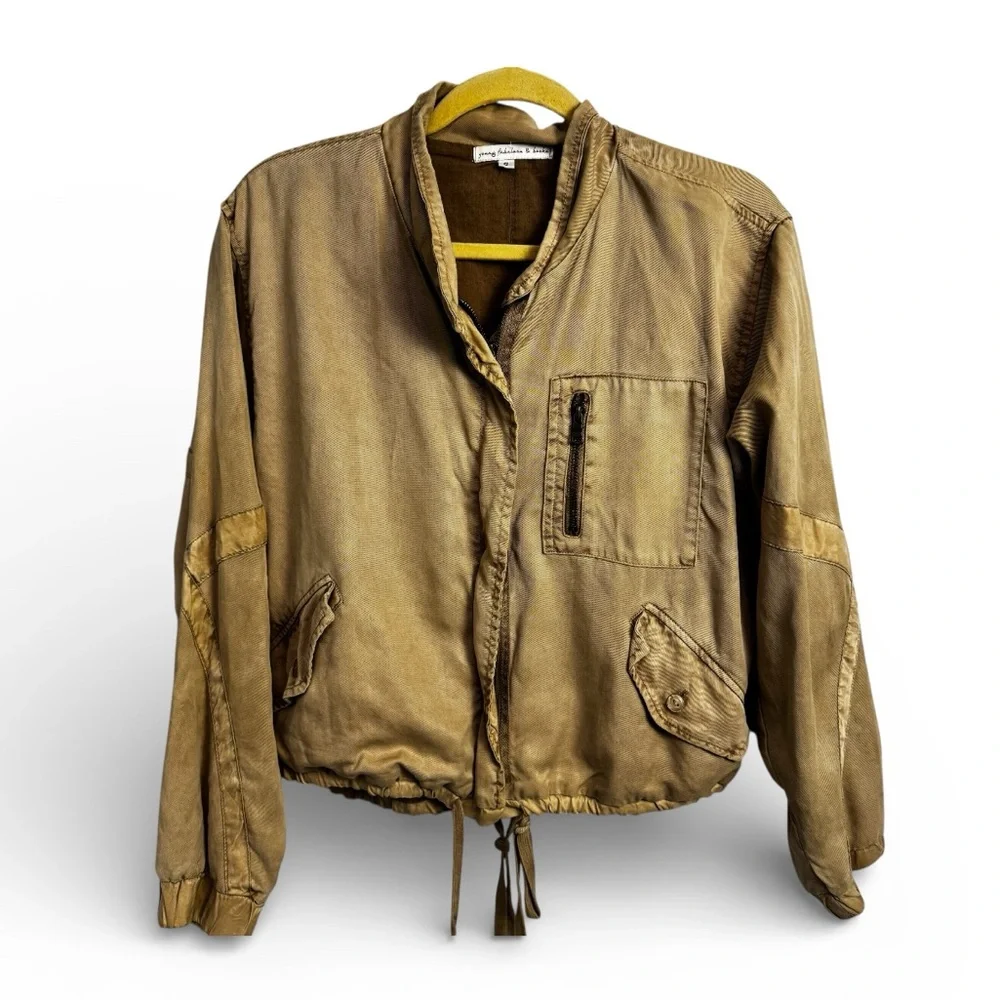 Young Fabulous & Broke YFB Clara Boho Olive Tencel utility retro jacket size SM